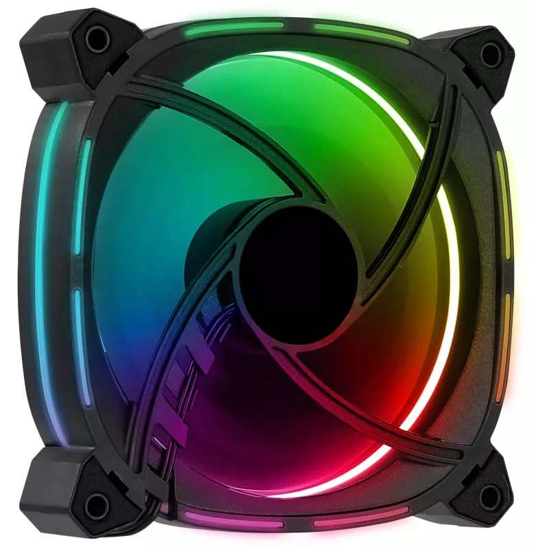 Aerocool ASTRO12 PC-tuuletin 12cm LED RGB tärinänvaimennus 6 Pins musta