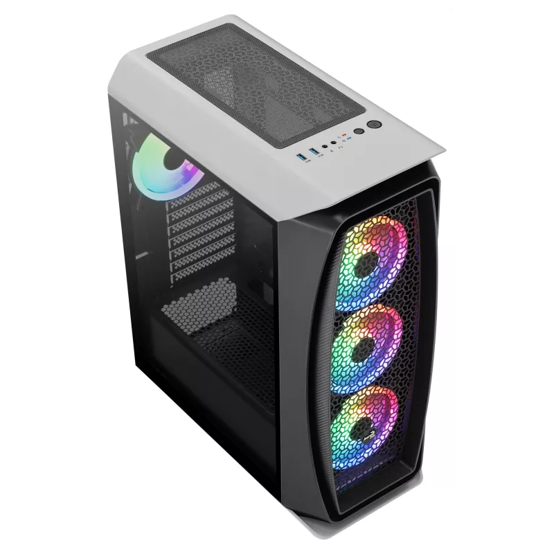 Aerocool AEROONEDUOWHV1 pelikotelo ATX 4xARGB-tuuletin valkoinen