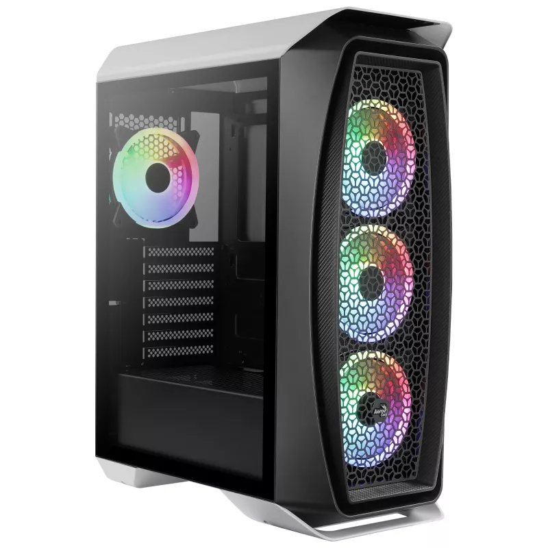 Aerocool AEROONEDUOWHV1 pelikotelo ATX 4xARGB-tuuletin valkoinen