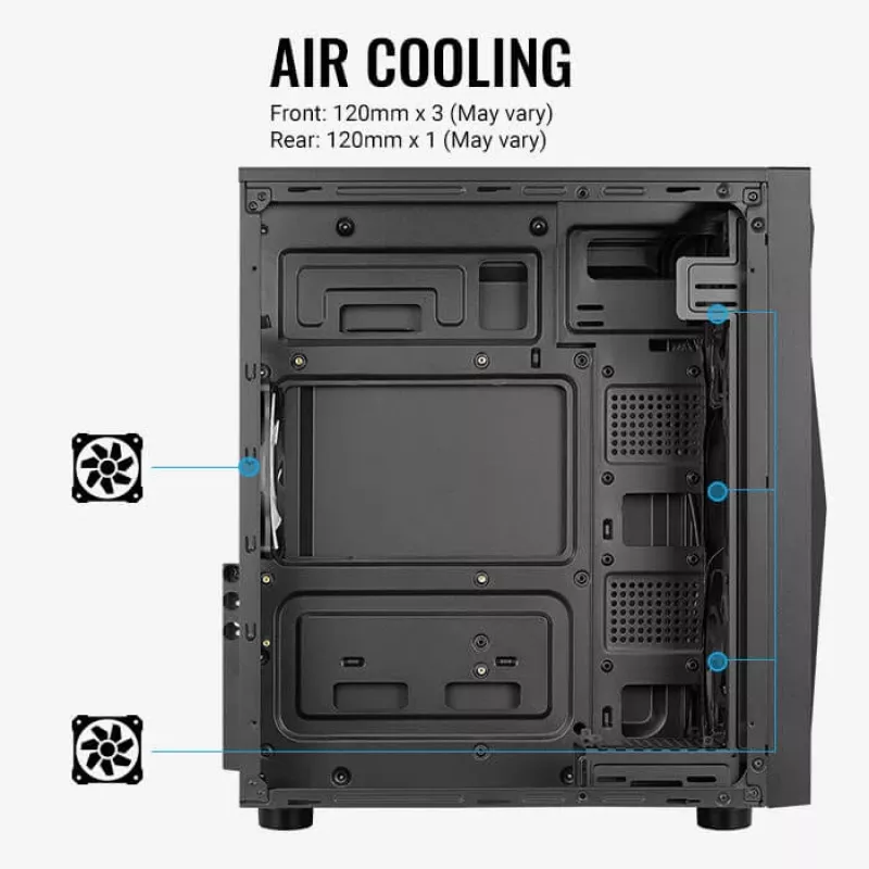 Aerocool Glider karkaistu lasi musta