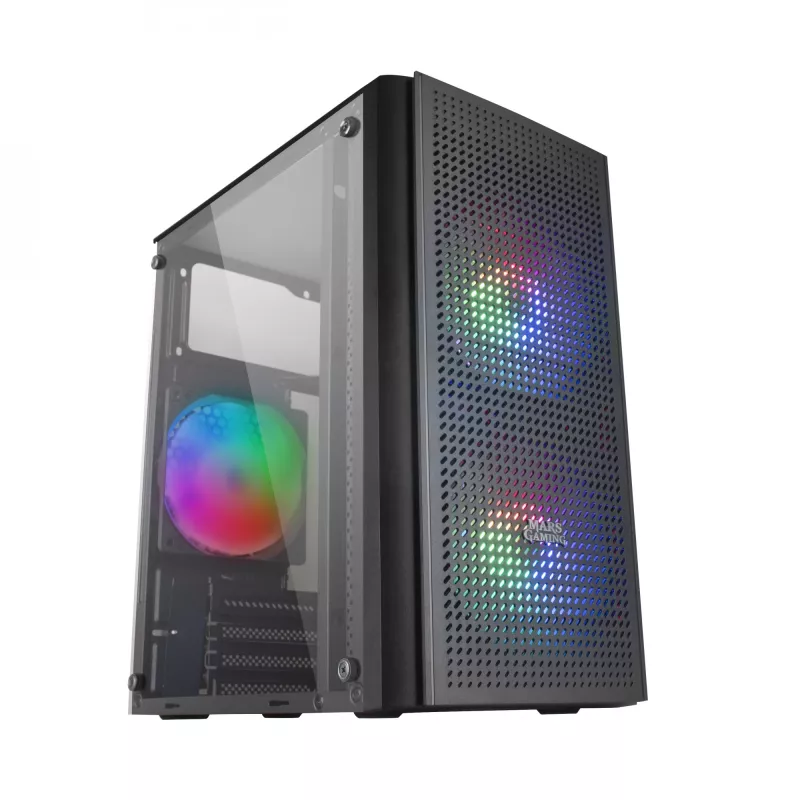 Mars Gaming MC300 Micro ATX -kotelo karkaistu lasi 3xFRGB-tuuletin musta