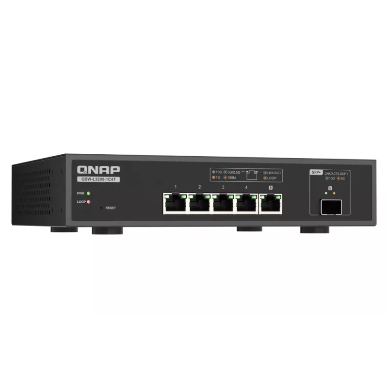 QNAP QSW-L3205-1C4T 4 hallittava 10G Ethernet (100/1000/10000) pöytämalli musta