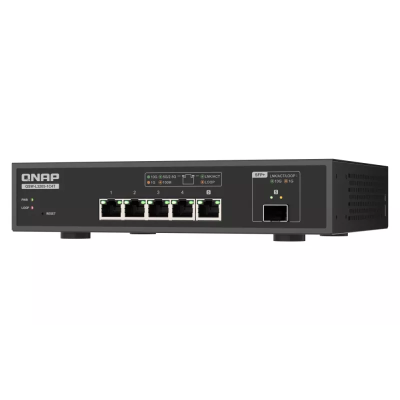 QNAP QSW-L3205-1C4T 4 hallittava 10G Ethernet (100/1000/10000) pöytämalli musta