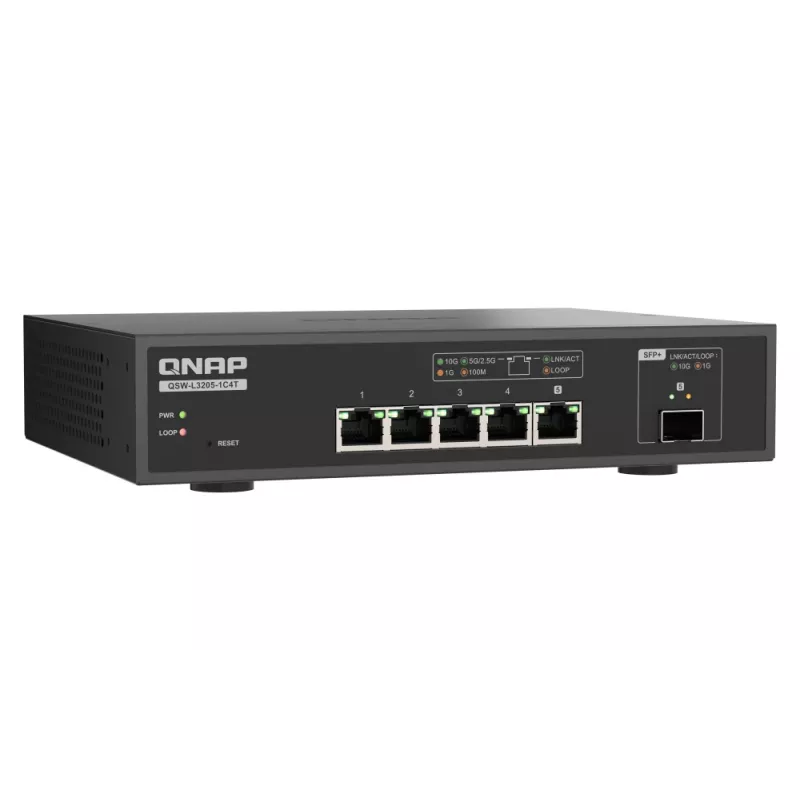 QNAP QSW-L3205-1C4T 4 hallittava 10G Ethernet (100/1000/10000) pöytämalli musta