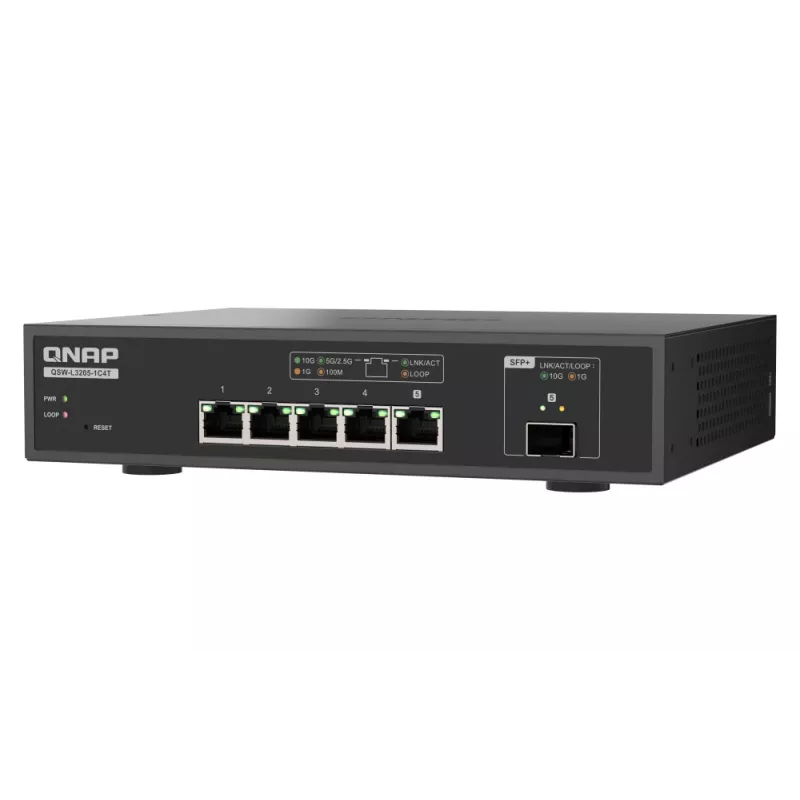 QNAP QSW-L3205-1C4T 4 hallittava 10G Ethernet (100/1000/10000) pöytämalli musta