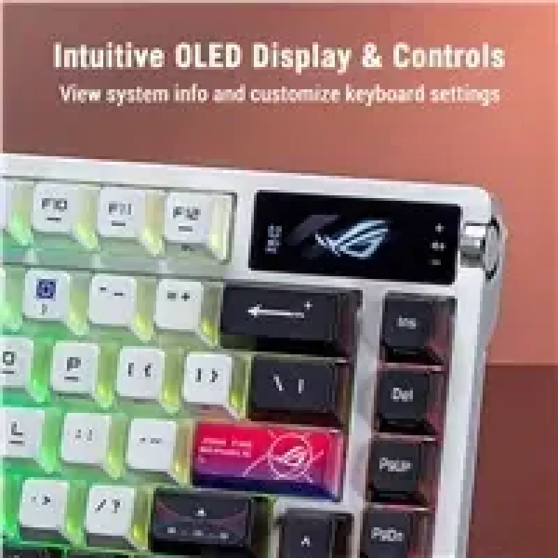 Mekaaninen langaton näppäimistö ASUS ROG Azoth X — US-asettelu, Bluetooth & RF 2,4 GHz, valkoinen