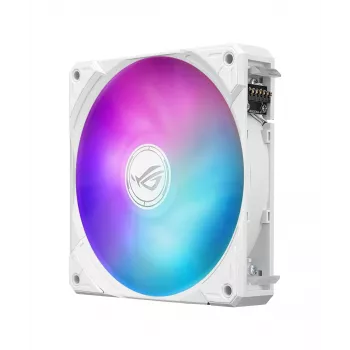 All-in-one-nestekühler ASUS ROG Ryuo IV SLC 360 ARGB White Edition — 360 mm:n jäähdytin, 3×120 mm:n tuuletin, AMOLED-näyttö, tuki LGA 1700:lle