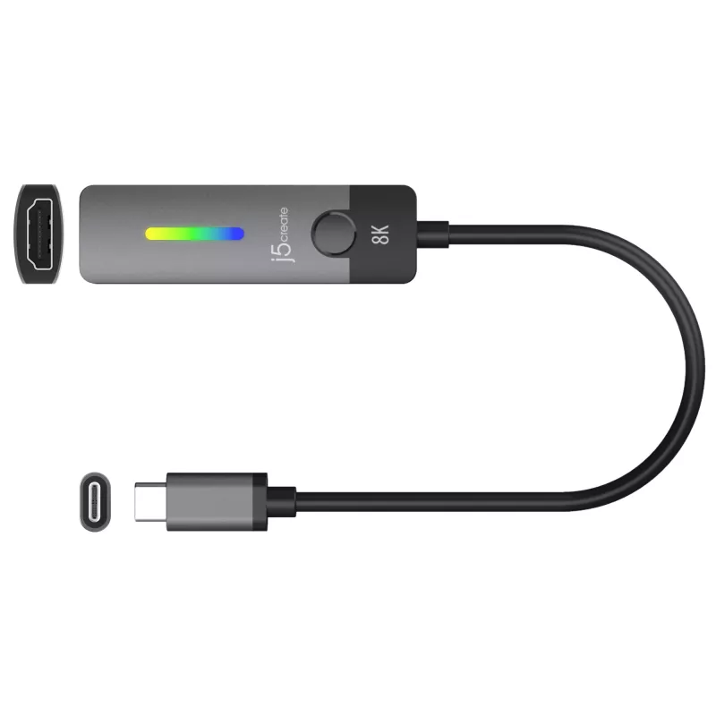 j5create JCA157-N USB-C - HDMI 2.1 8K -sovitin, 10 cm