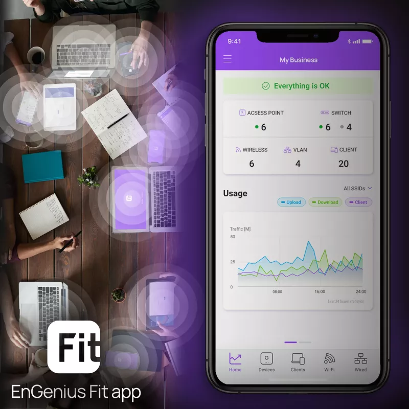 Hallittava kytkin EnGenius FitSwitch 8 PoE 8x Gigabit Ethernet porttia
