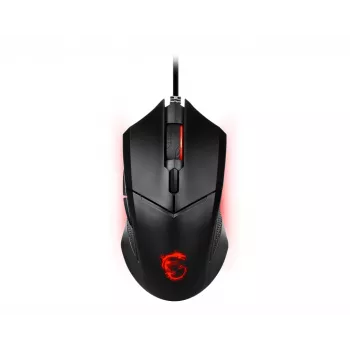 MSI CLUTCH GM08 optinen pelihiiri '4200 DPI optinen sensori, 6 ohjelmoitavaa painiketta, symmetrinen muotoilu, kestävä kytkin yli 10 miljoonaa klikkausta, painonsäätö, punainen LED'