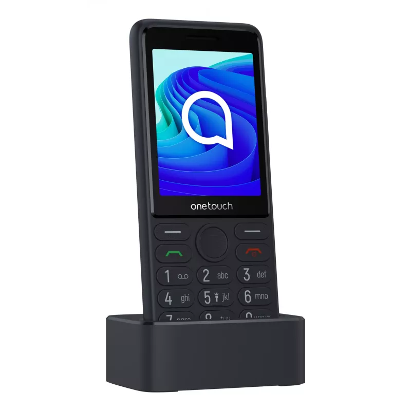 TCL OneTouch 4042S Dual SIM -peruspuhelin latausteline mukana, harmaa