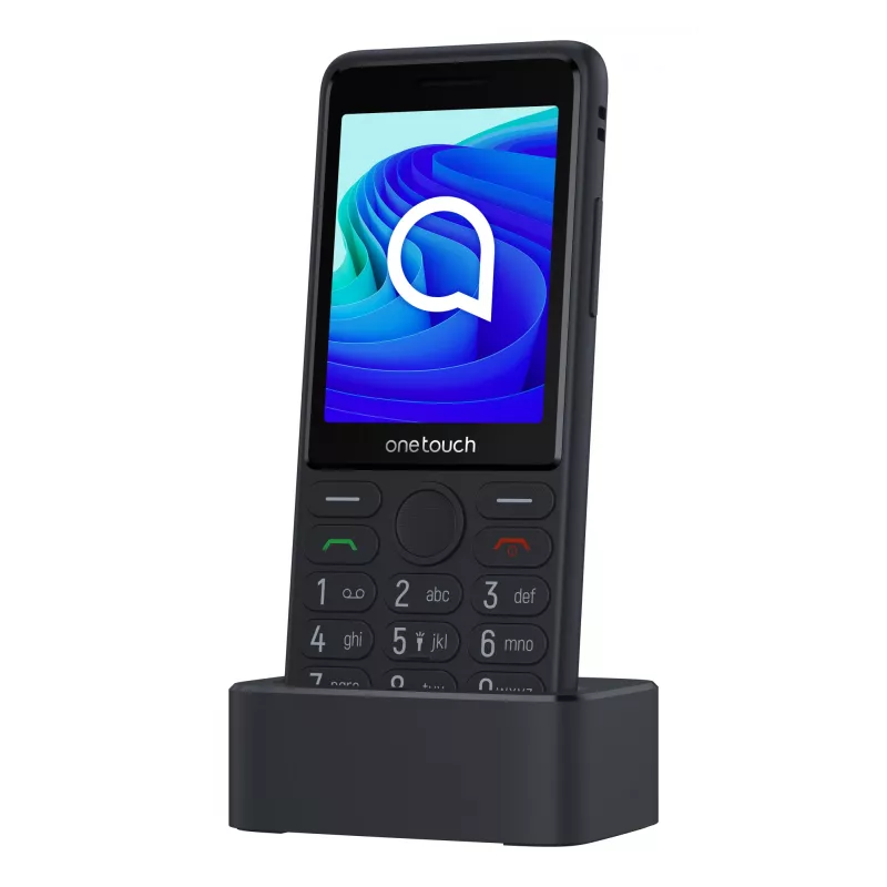 TCL OneTouch 4042S Dual SIM -peruspuhelin latausteline mukana, harmaa
