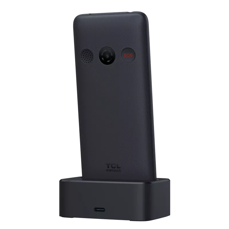 TCL OneTouch 4042S Dual SIM -peruspuhelin latausteline mukana, harmaa