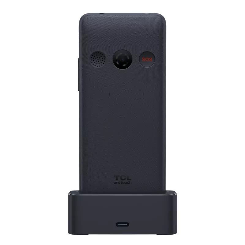 TCL OneTouch 4042S Dual SIM -peruspuhelin latausteline mukana, harmaa