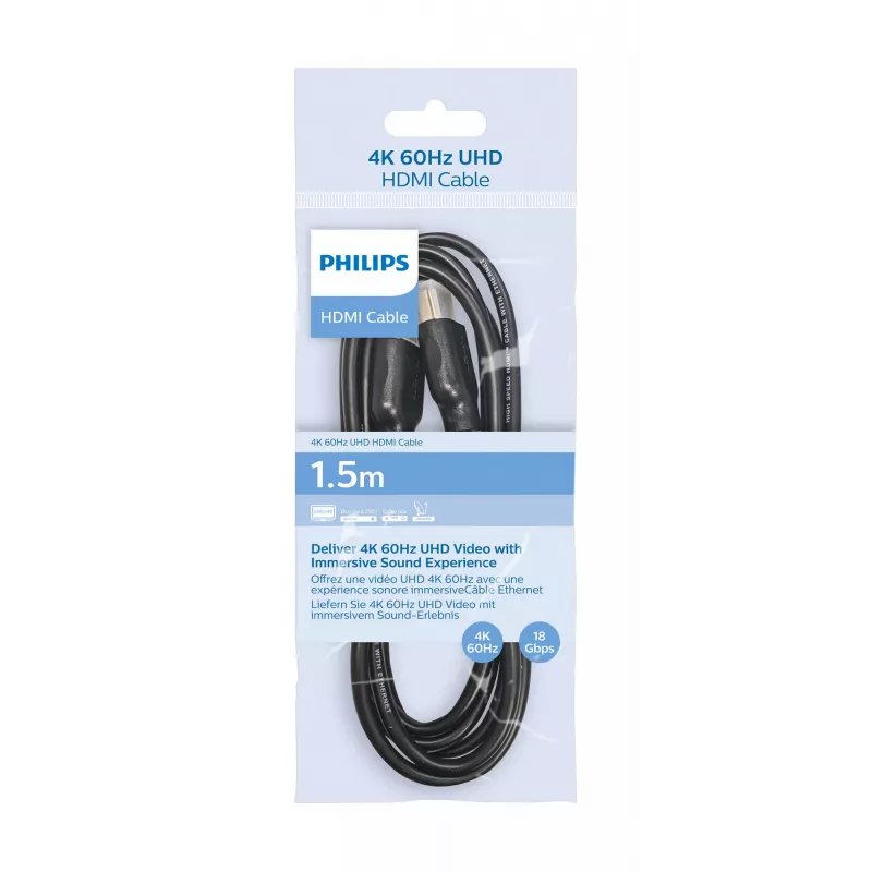 Philips SWV5510/00 HDMI-kaapeli 1,5 m Type-A uros 18 Gbit/s musta