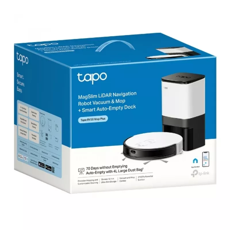 TP-Link Tapo RV20 Mop Plus 0,35 l musta, valkoinen