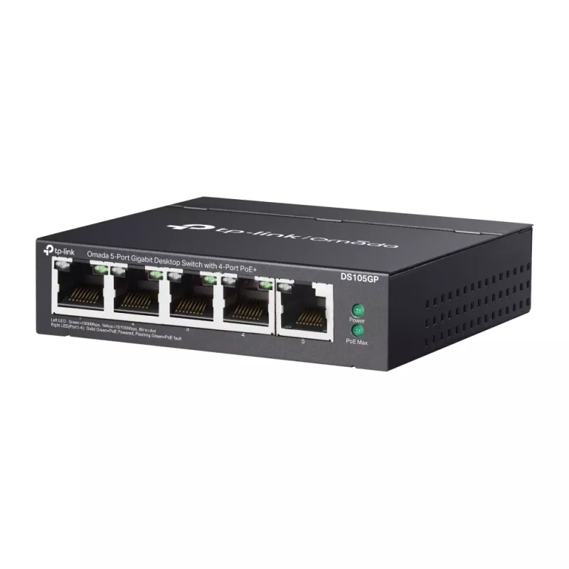 TP-Link Omada DS105GP verkkokytkin hallitsematon Gigabit Ethernet (10/100/1000) Power over Ethernet (PoE) musta