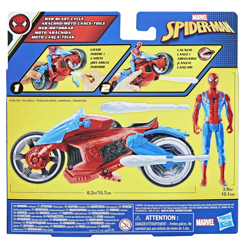 Marvel Spider-Man Spider-Man Web Blast Cycle lasten leikkisetti liikkuvalla Spider-Man toimintahahmolla