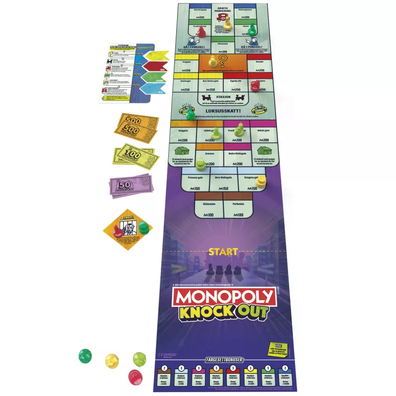 Monopoly Knockout perhepeli, nopea lautapeli 8+ vuotta, 2–8 pelaajaa, 20 min