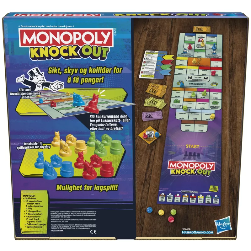 Monopoly Knockout perhepeli, nopea lautapeli 8+ vuotta, 2–8 pelaajaa, 20 min