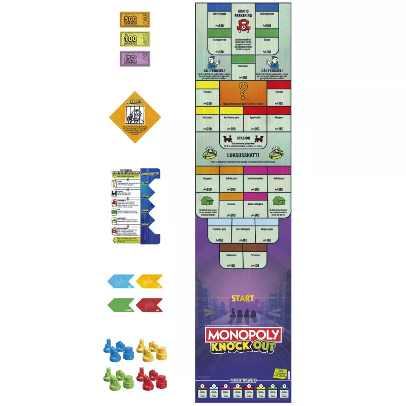 Monopoly Knockout perhepeli, nopea lautapeli 8+ vuotta, 2–8 pelaajaa, 20 min