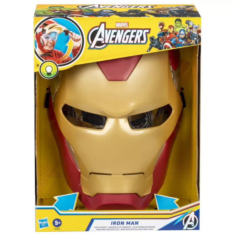 Marvel Avengers Iron Man Flip FX -naamio, lapsi, kasvonaamio, 5 vuotta, elokuva, 1 kpl