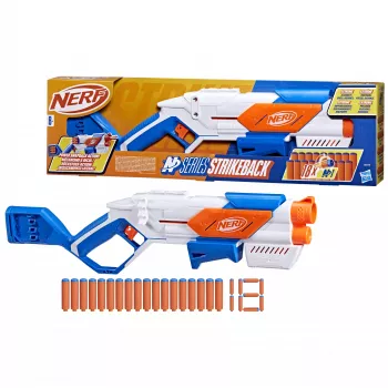 Lelublasteri Nerf N Series Strikeback sininen oranssi valkoinen 8+