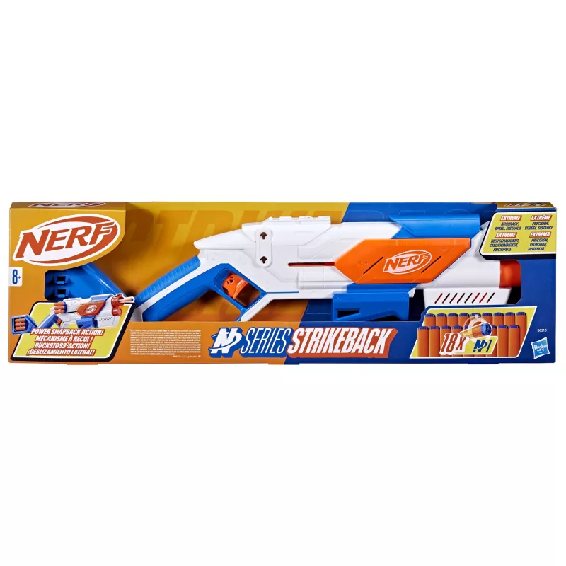 Lelublasteri Nerf N Series Strikeback sininen oranssi valkoinen 8+