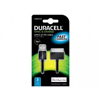 Duracell synkronointi-/latauskaapeli 1 metri musta