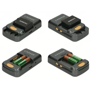 2-Power yleislaturi kameralle – vähittäismyynti, litiumioni (Li-Ion), nikkelimetallihydridi (NiMH), AA, AAA
