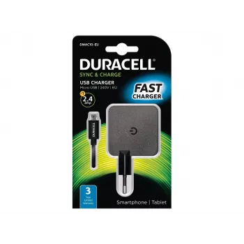Duracell 2.4A puhelimen/tabletin laturi, sisäkäyttö, AC, 5 V, 2,4 A, musta