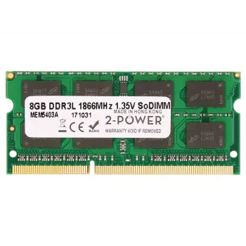 2-Power 8GB PC3-14900 1866MHz 1.35V SODIMM keskusmuisti, 8 GB, 1 x 8 GB, DDR3L, 1866 MHz, 204-nastainen SO-DIMM, vihreä