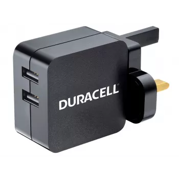 Duracell 2x2,4A USB puhelimen/tabletin laturi, sisäkäyttöön, AC, 5 V, musta