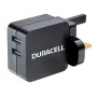 Duracell 2x2,4A USB puhelimen/tabletin laturi, sisäkäyttöön, AC, 5 V, musta