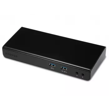 2-Power USB 3.0 Dual Display telakointiasema, telakointi, 3,5 mm, USB Type-A, USB Type-B, 10,100,1000 Mbit/s, musta, 5 Gbit/s