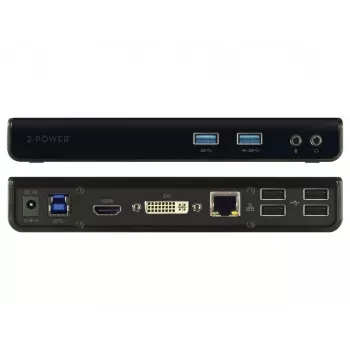 2-Power USB 3.0 Dual Display telakointiasema, telakointi, 3,5 mm, USB Type-A, USB Type-B, 10,100,1000 Mbit/s, musta, 5 Gbit/s