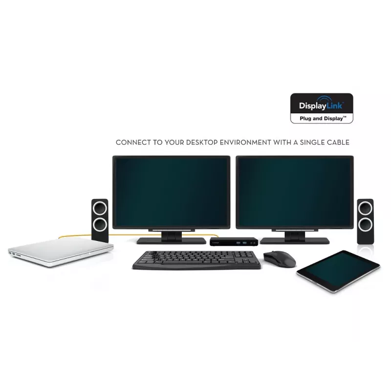 2-Power USB 3.0 Dual Display telakointiasema, telakointi, 3,5 mm, USB Type-A, USB Type-B, 10,100,1000 Mbit/s, musta, 5 Gbit/s