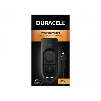 Duracell 175W Twin EU Socket invertteri, yleiskäyttöinen, sisäkäyttöön, 12 V, 175 W, 12 V, DC1-to-DC2