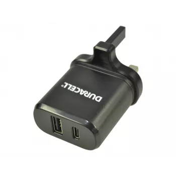 Duracell Type-C & Type-A verkkolaturi, sisäkäyttöön, AC, musta