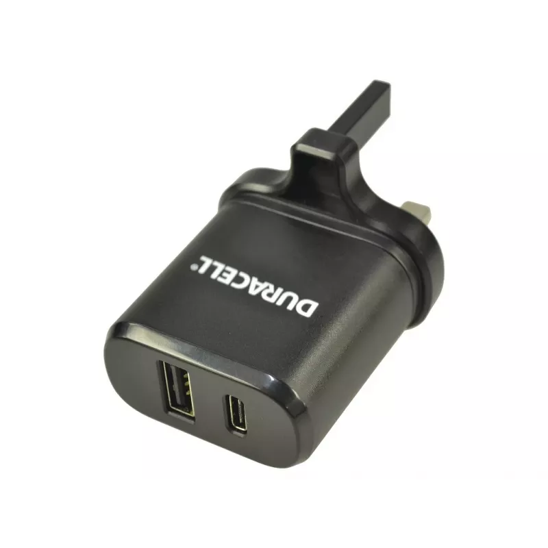 Duracell Type-C & Type-A verkkolaturi, sisäkäyttöön, AC, musta
