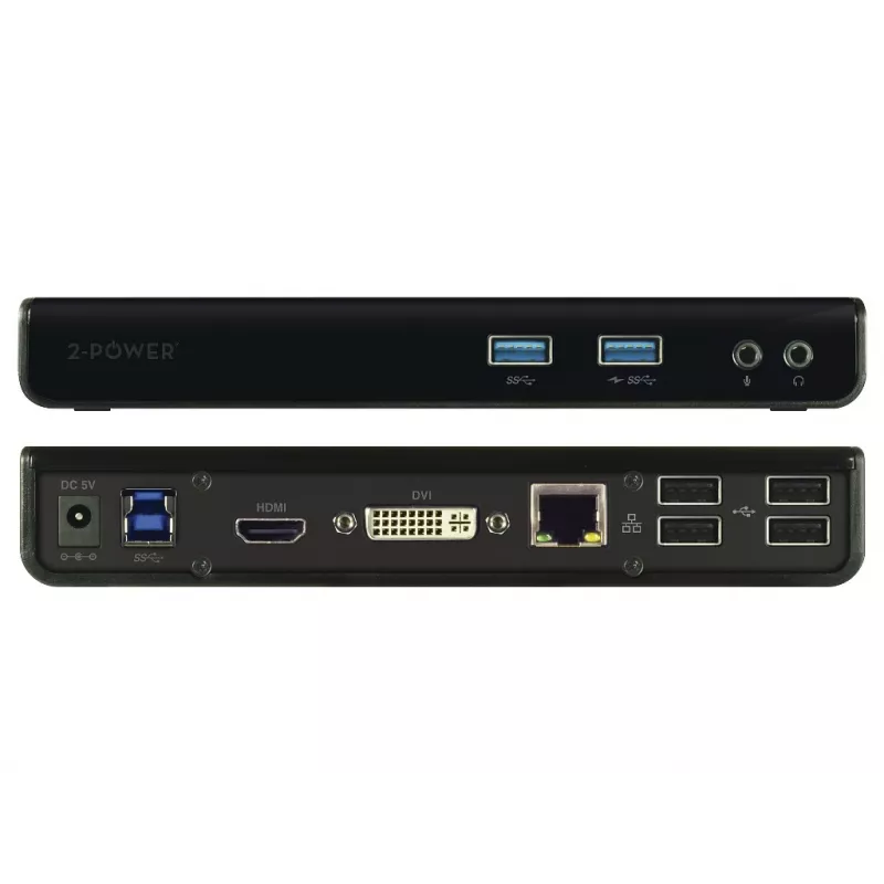 2-Power DOC0110A kannettavan telakointiasema/porttireplikaattori langallinen USB 3.2 Gen 1 (3.1 Gen 1) Type-B musta