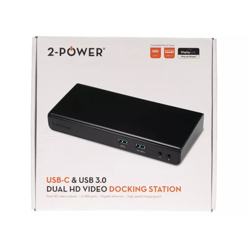 2-Power DOC0110A kannettavan telakointiasema/porttireplikaattori langallinen USB 3.2 Gen 1 (3.1 Gen 1) Type-B musta