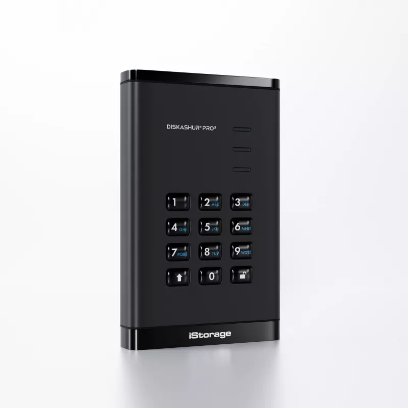 iStorage diskAshur PRO3 SSD 256-Bit 2 TB FIPS 140-3 Level 3, 2 TB, 2,5 tuuman, USB Type-A / USB Type-C, 3.2 Gen 1 (3.1 Gen 1), 448 MB/s, musta