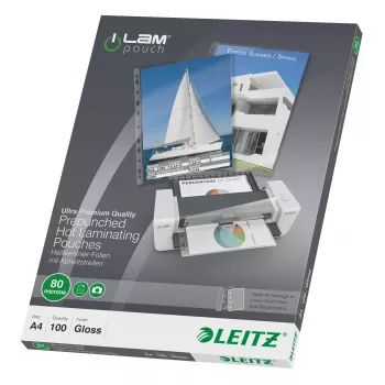 Leitz iLAM rei'itetyt A4-laminointikalvot, 80 mikronia, 100 kpl pakkaus