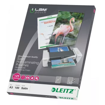 Leitz iLAM mattapintaiset A3-laminointikalvot, 125 mikronia, 100 kpl pakkaus