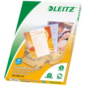 Leitz iLAM Premium kiiltävät A4-laminointikalvot, 100 mikronia, 100 kpl pakkaus
