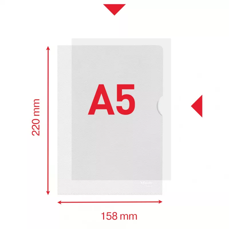 Esselte Premium A5-kansio, projekti-kansio, A5, polypropeeni (PP), läpinäkyvä, pysty, 40 arkkia