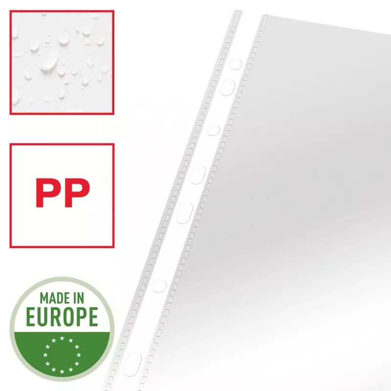 Esselte Pocket 75my A4, 210 x 297 mm (A4), läpinäkyvä, polypropeeni (PP), pysty, yläreunasta avoin, 0,075 mm