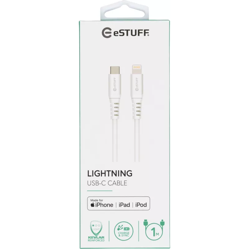 eSTUFF ES602101 Lightning-kaapeli 1 m valkoinen