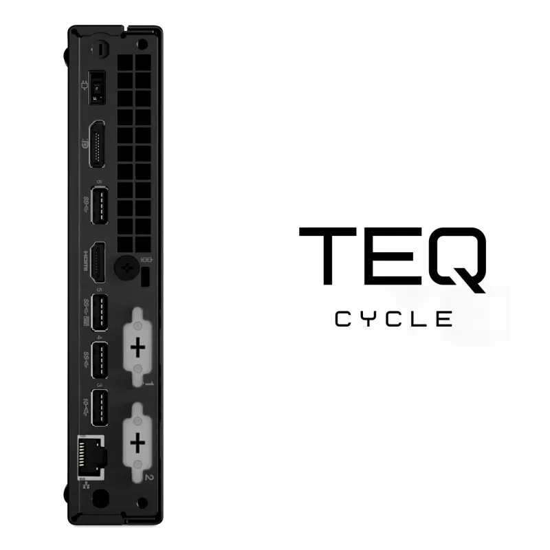 Teqcycle Lenovo ThinkCentre M70q Intel® Core™ i5 i5-10400T 16 GB DDR4-SDRAM 256 GB SSD Windows 11 Pro Mini-PC musta